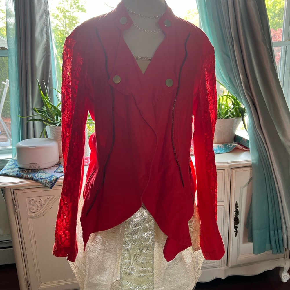 INC International concepts red jacket size L
